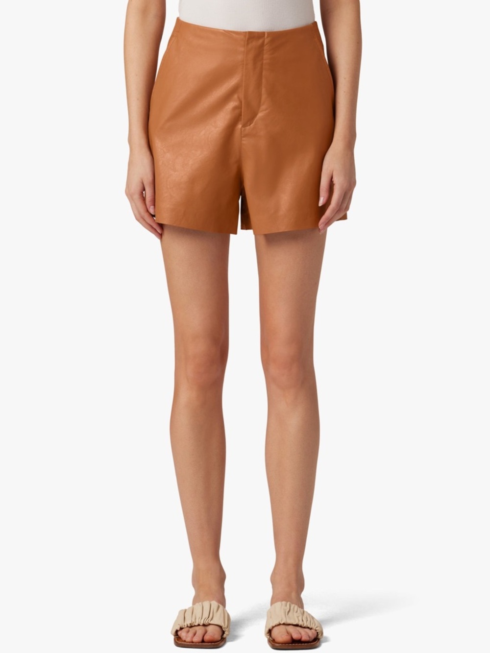 Joe's Jeans "THE JOHNNIE" Vegan Leather 3" Shorts in Almond sz 12